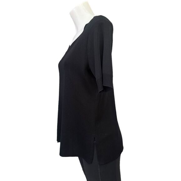 Exclusively MISOOK Black  Round Neck Acrylic Knit Short Sleeve Blouse sz small - Picture 3 of 7